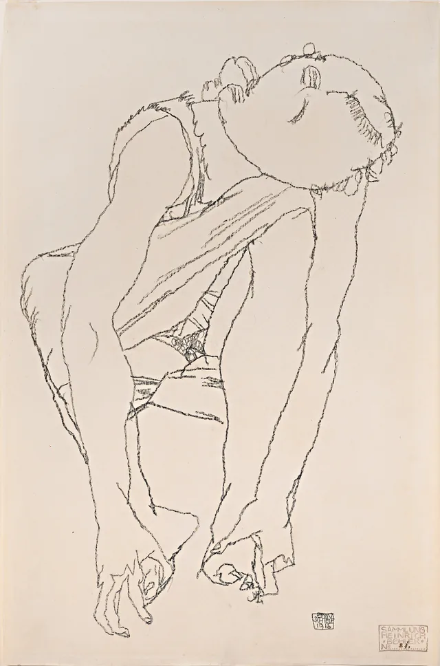 Femme assise, saisissant ses pieds, Egon Schiele