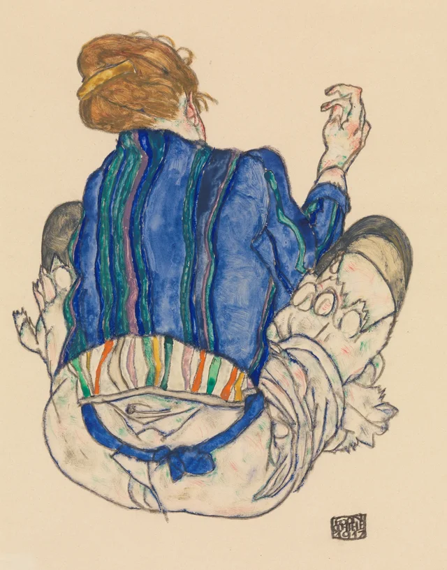 Mujer sentada, de espaldas, Egon Schiele