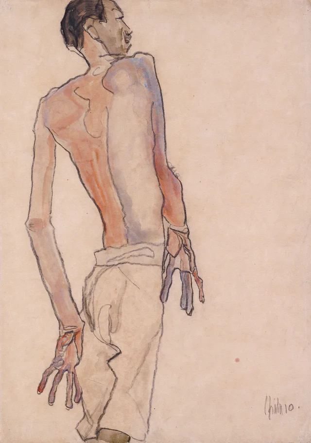 Hombre semidesnudo, de espaldas