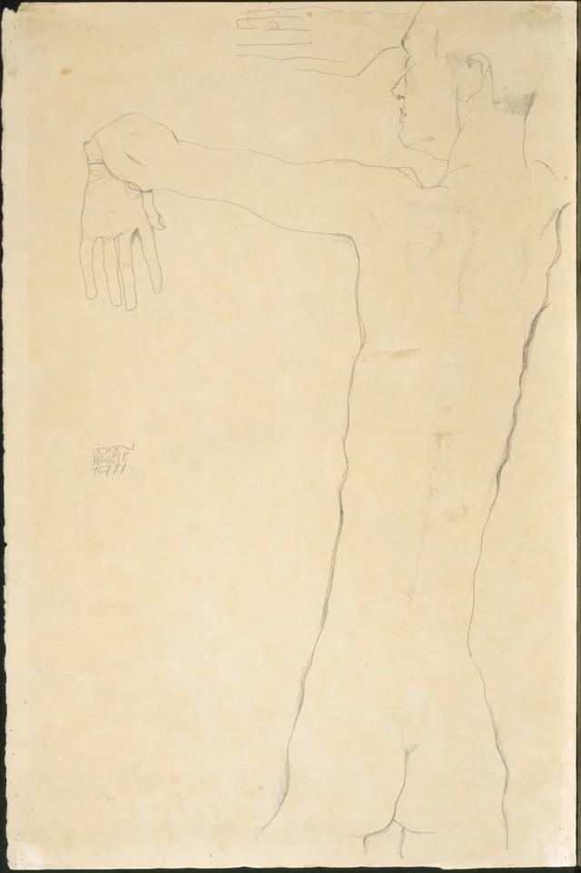 Nude Man with Raised Arms (recto)