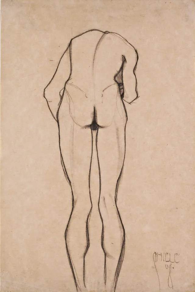 Nude Boy Bending Forward, Seen from the Back