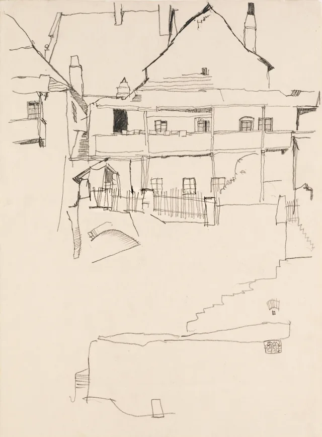 House with Shingle Roof. Study for House with Shingle Roof (Old House II), Egon Schiele