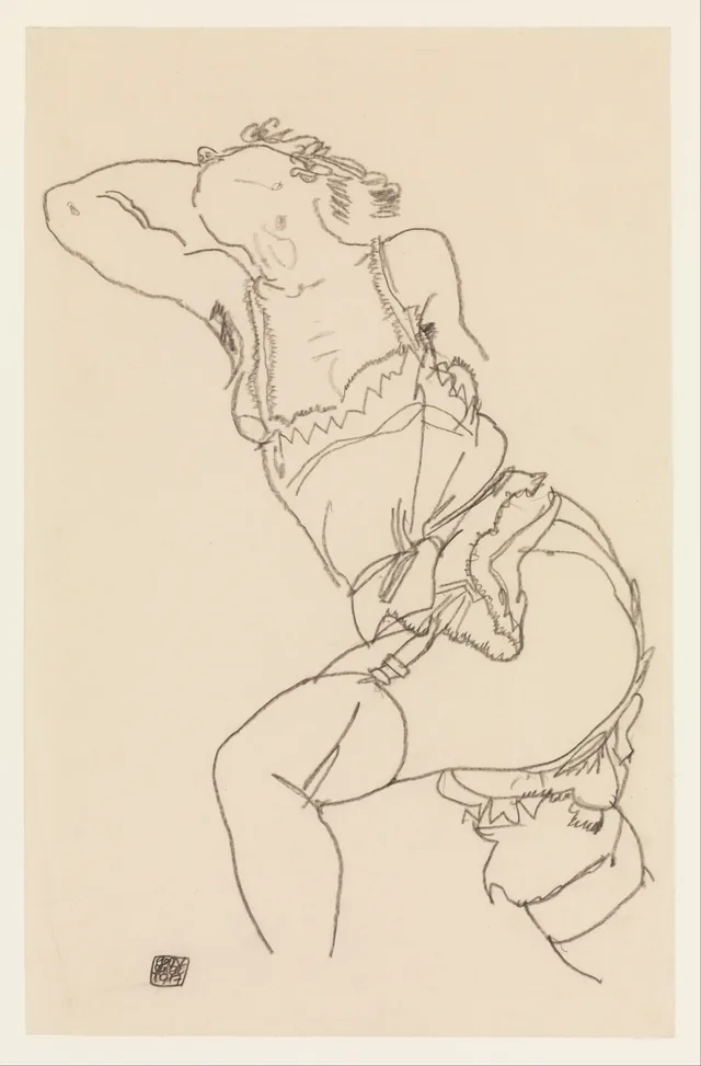 Reclining Model in Chemise and Stockings, Egon Schiele