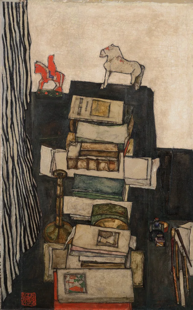 Nature morte aux livres (Le Bureau de l'artiste), Egon Schiele