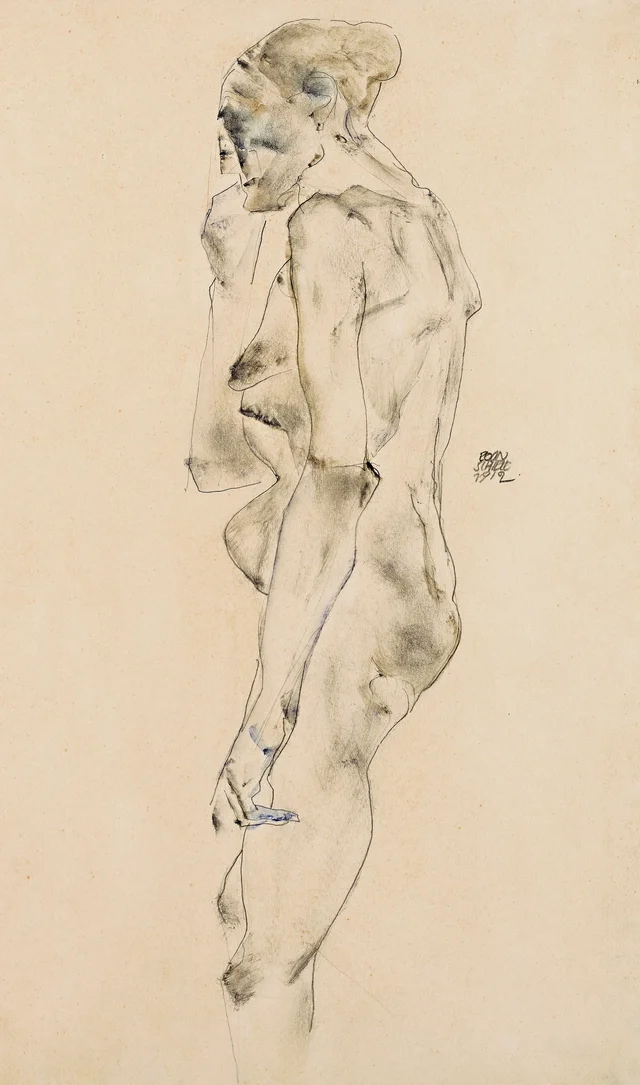 Desnudo de una anciana de pie