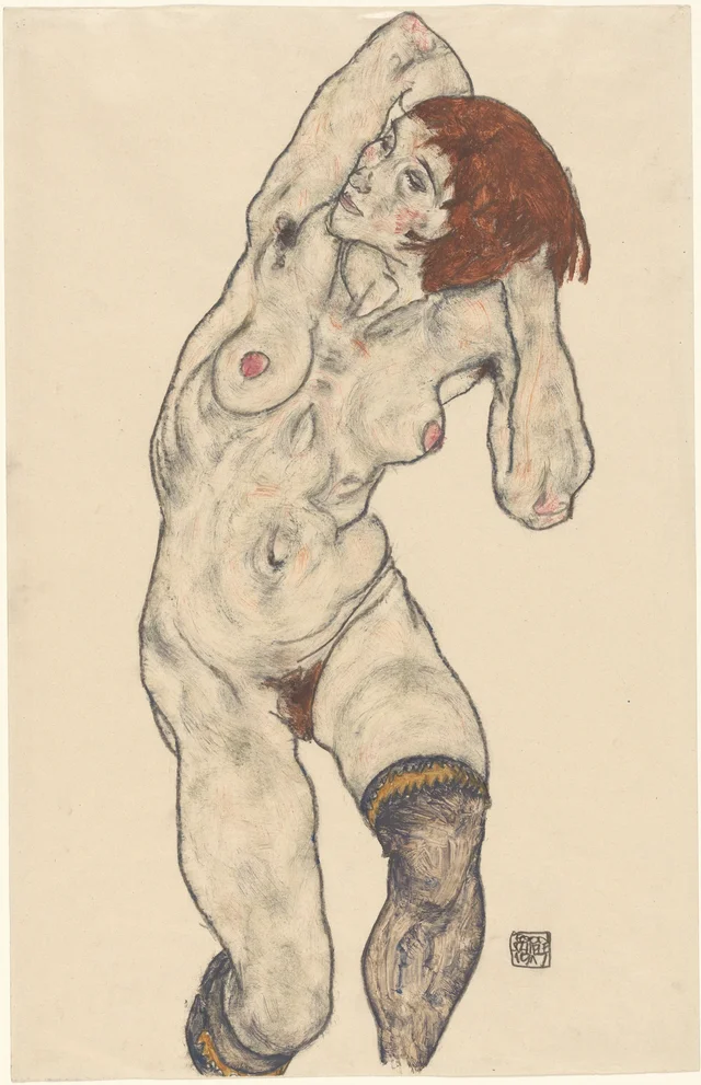 Nude in Black Stockings, Egon Schiele