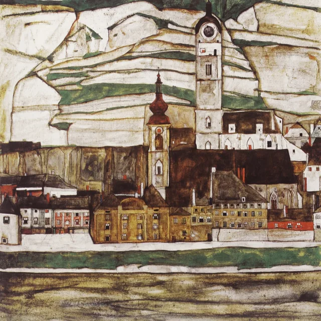Stein on the Danube, Seen from the South (Large), Egon Schiele