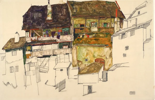 Casas viejas en Krumau, Egon Schiele