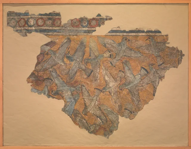 Ceiling Fragment Depicting Pigeons in Flight