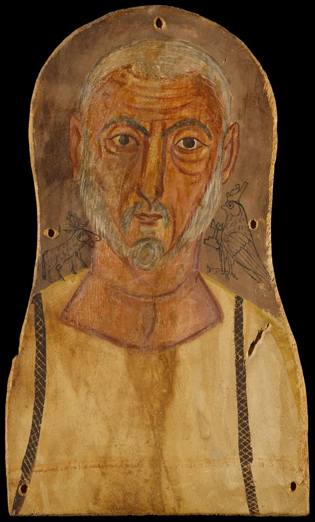 Elderly Man Flanked by Egyptian Gods, Ancient Egypt