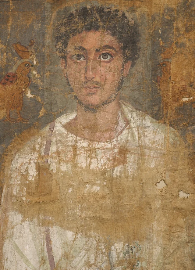 Fragmentary Shroud with a Bearded Young Man, Ancient Egypt
