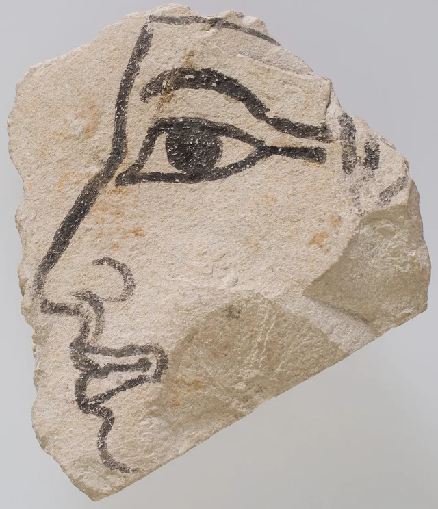 Ostracon avec un profil d'homme