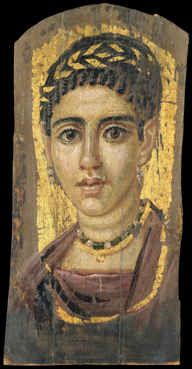 Portrait of a young woman with a gilded wreath
