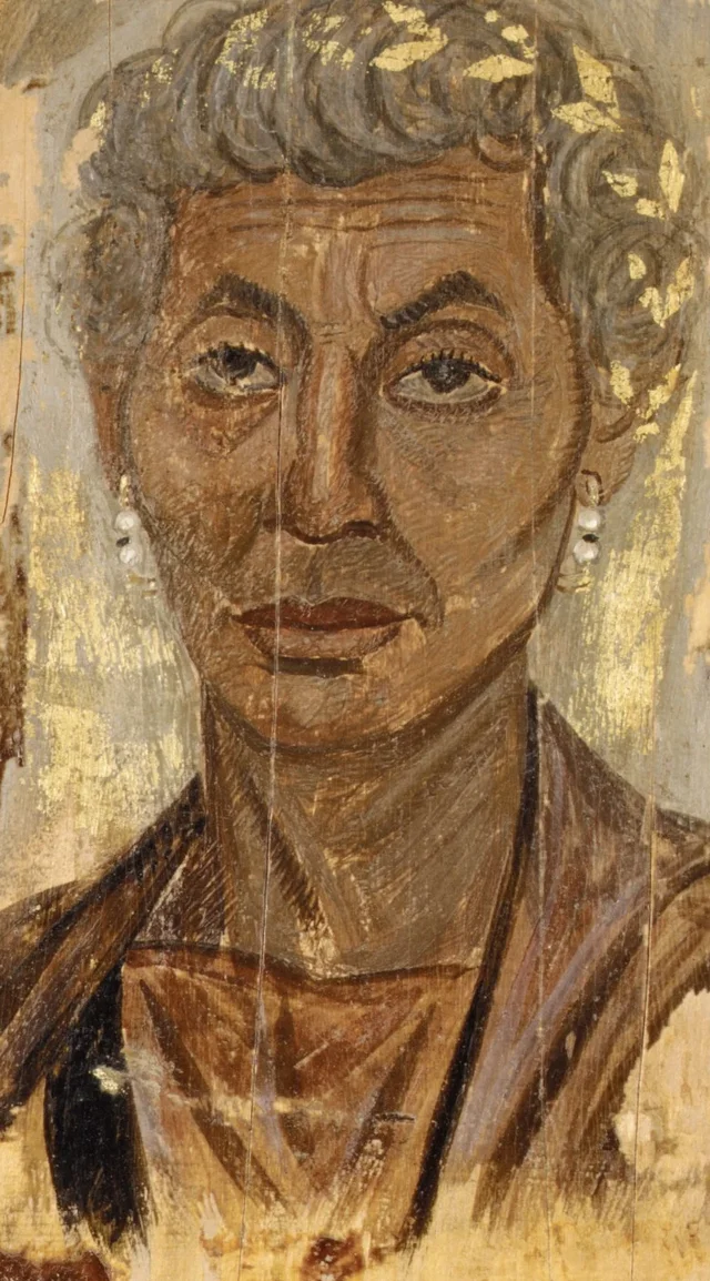 Retrato de uma senhora idosa com coroa de ouro, Egito antigo