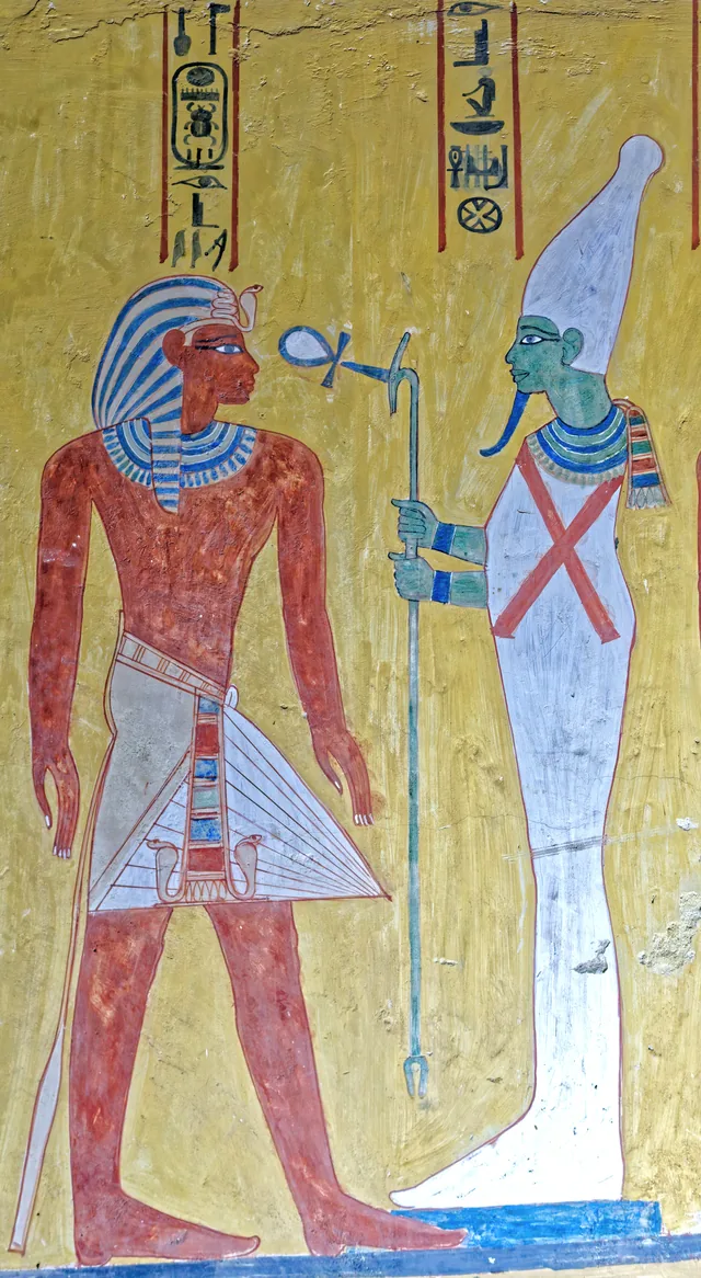 Thutmose IV before Osiris, full-length