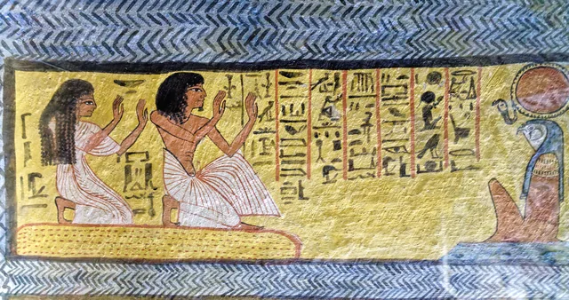 Sennedjem and Iyneferti kneeling in adoration, Ancient Egypt