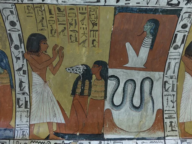 Sennedjem em adoração diante de divindades, Egito antigo