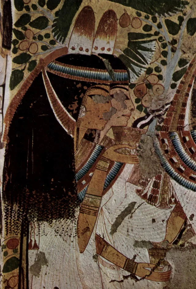 Woman adorned with flowers, Ancient Egypt