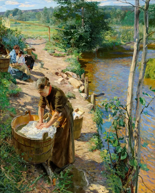 Washerwomen by the River, Eilif Peterssen