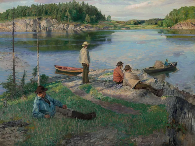 Salmon Fishers at Nesøya, Eilif Peterssen