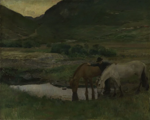Evening. Skogstad in Valdres, Eilif Peterssen
