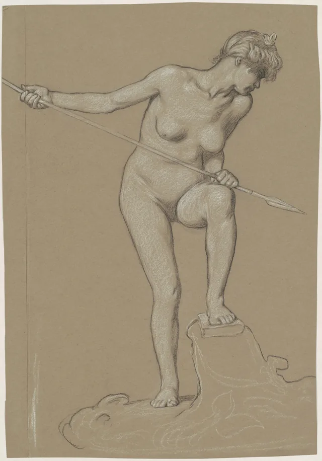 Moça arpoando um golfinho, Elihu Vedder