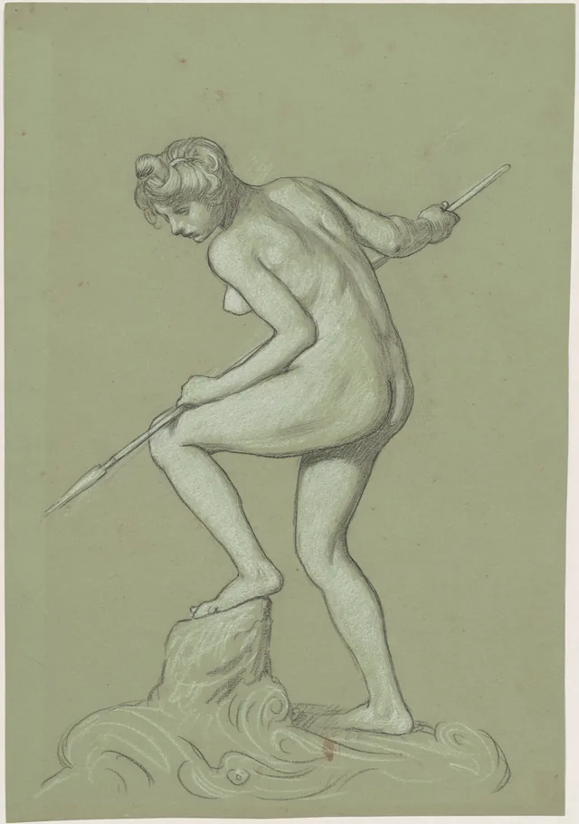 Moça arpoando um golfinho, Elihu Vedder