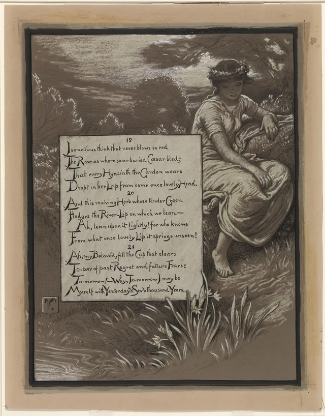 (Ilustração para o Rubaiyat de Omar Khayyam) A Margem do rio, Elihu Vedder