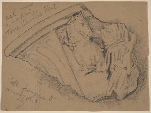 Esboço de um fragmento de muro em Capri, Elihu Vedder