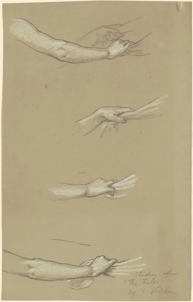 Estudo para "As Parcas recolhendo as estrelas", Elihu Vedder