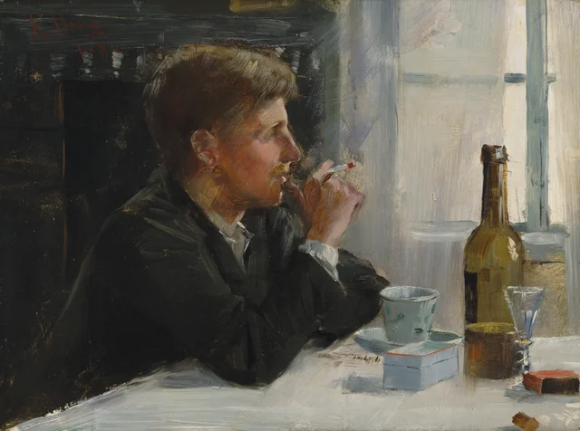 Hombre sentado a una mesa, Elin Danielson-Gambogi