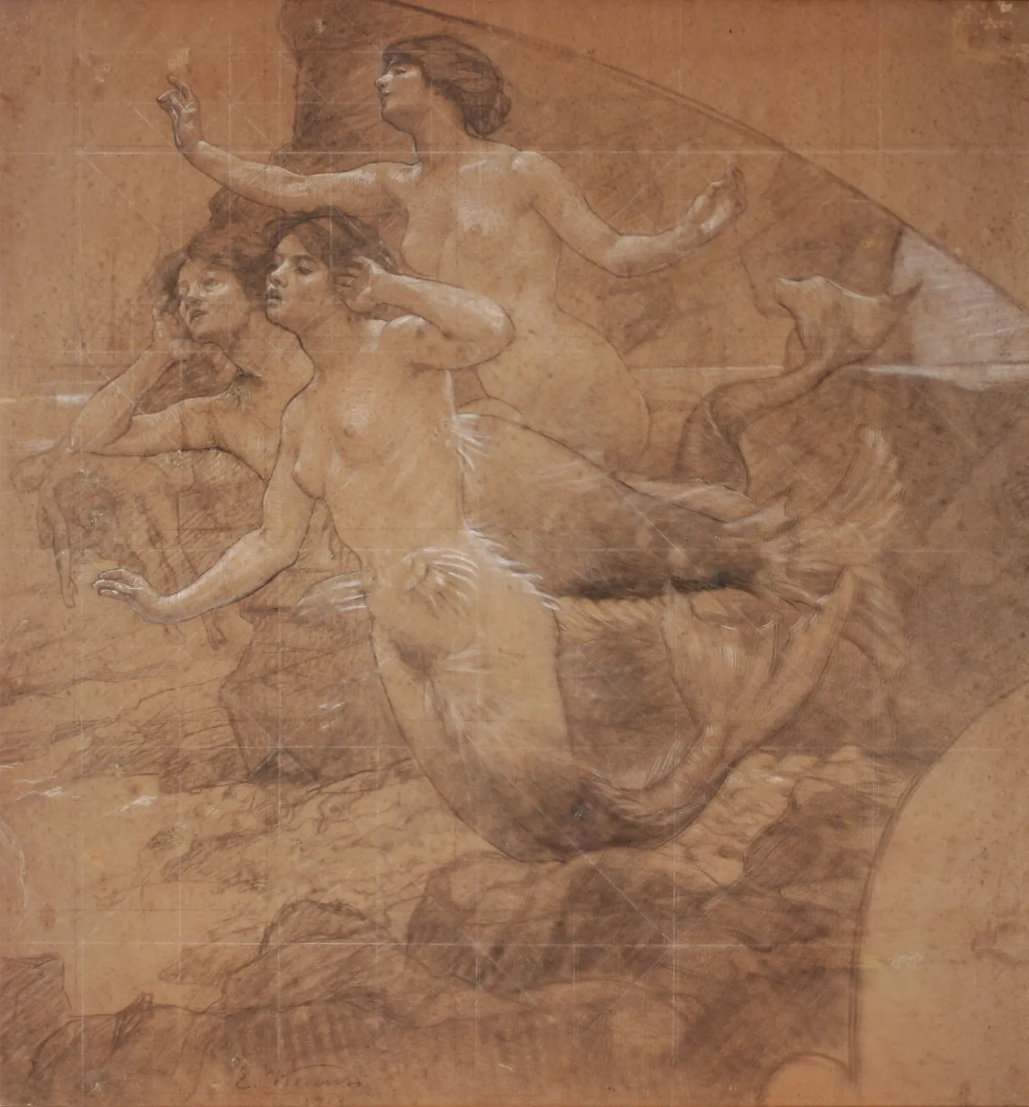 L'Art lyrique - Carton de report pour le panneau latéral du foyer du Théâtre municipal de Rio de Janeiro, Eliseu Visconti