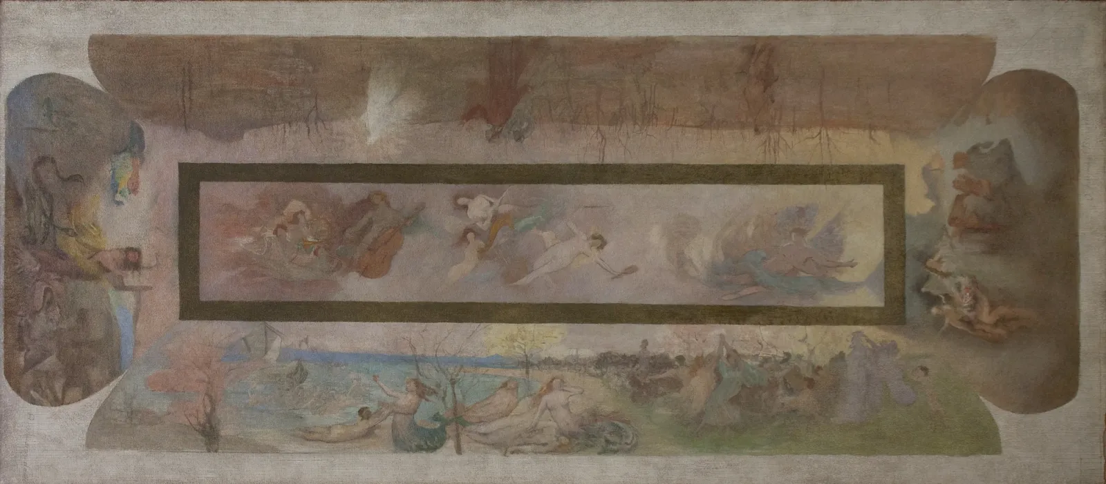 La Musique, le Drame et l'Art lyrique - Première composition pour les panneaux du foyer du Théâtre municipal de Rio de Janeiro, Eliseu Visconti