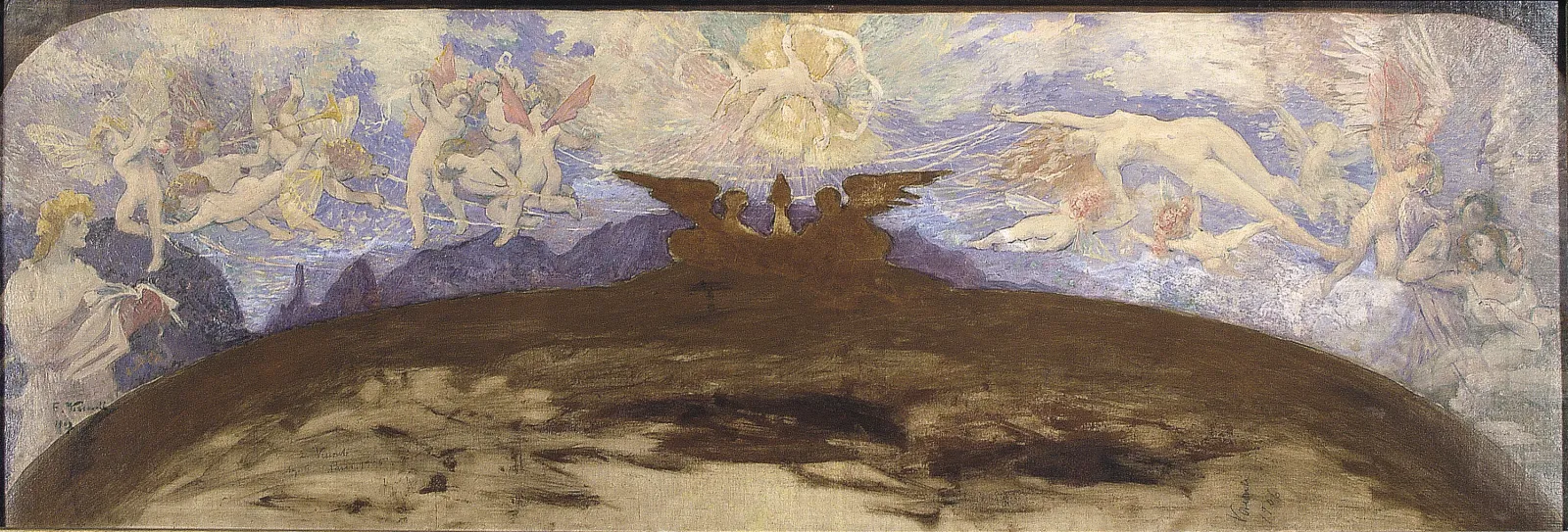 La Poésie et l'Amour éloignant la Vertu du Vice - Étude de la première frise au-dessus de l'avant-scène du Théâtre municipal de Rio de Janeiro, Eliseu Visconti