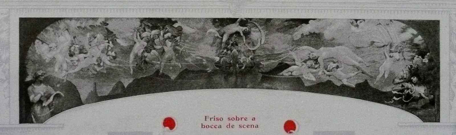 La Poésie et l'Amour éloignant la Vertu du Vice - Frise primitive au-dessus de l'avant-scène du Théâtre municipal de Rio de Janeiro, Eliseu Visconti