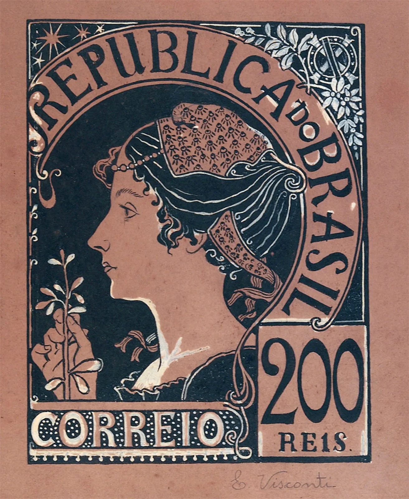 La République - Étude pour un timbre de la série lauréate du concours des Postes de 1904, Eliseu Visconti
