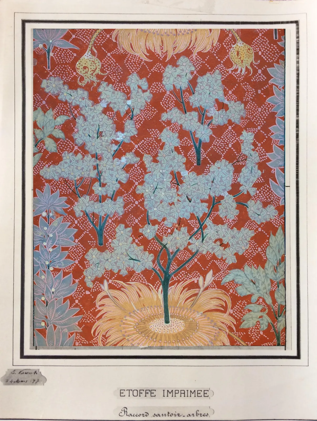 Arbres/Étoffe en soie/Anémone/Étoffe imprimée - Étude pour un tissu, Eliseu Visconti