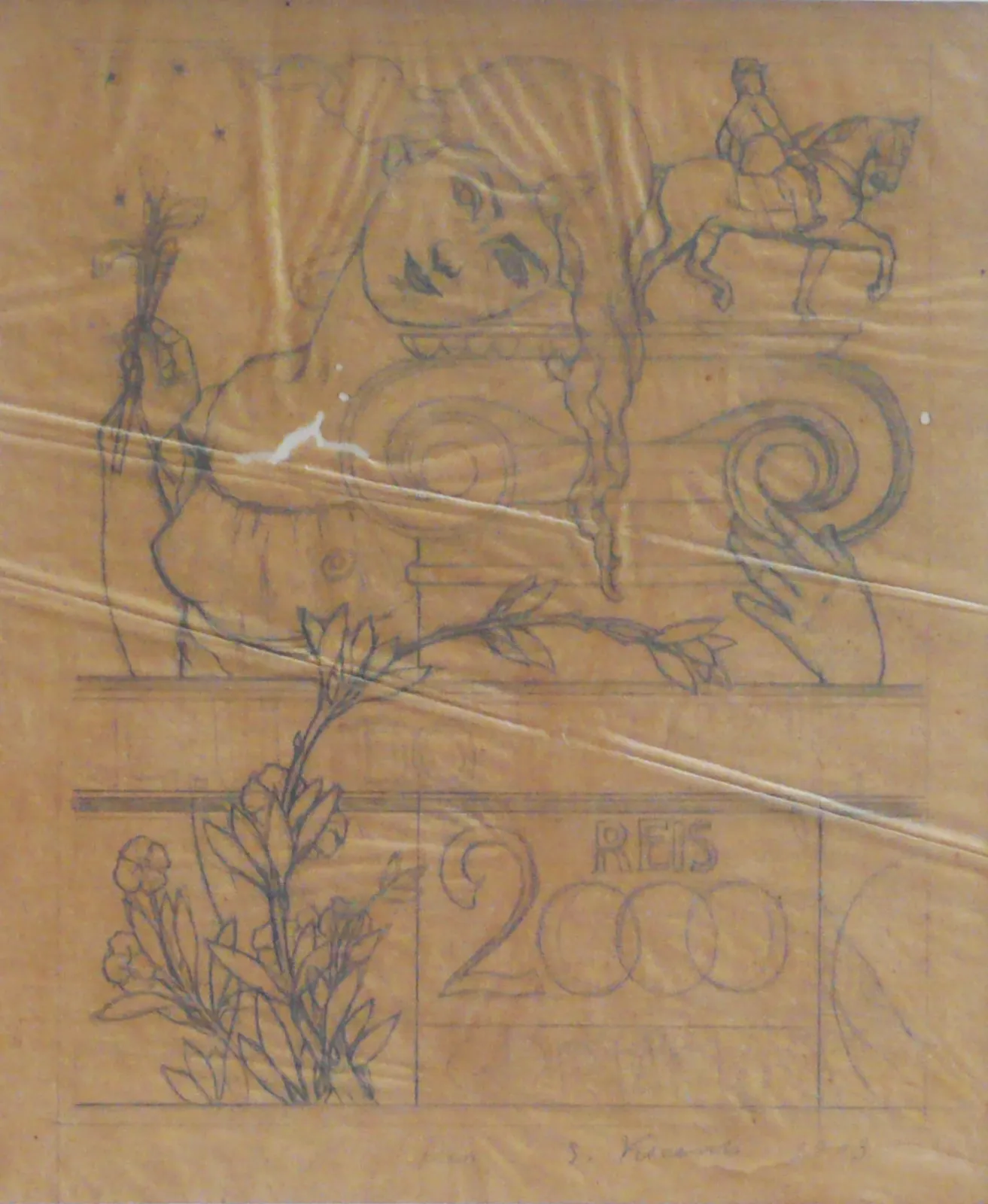 Les Arts - Étude préliminaire pour un timbre de la série lauréate du concours des Postes de 1904, Eliseu Visconti
