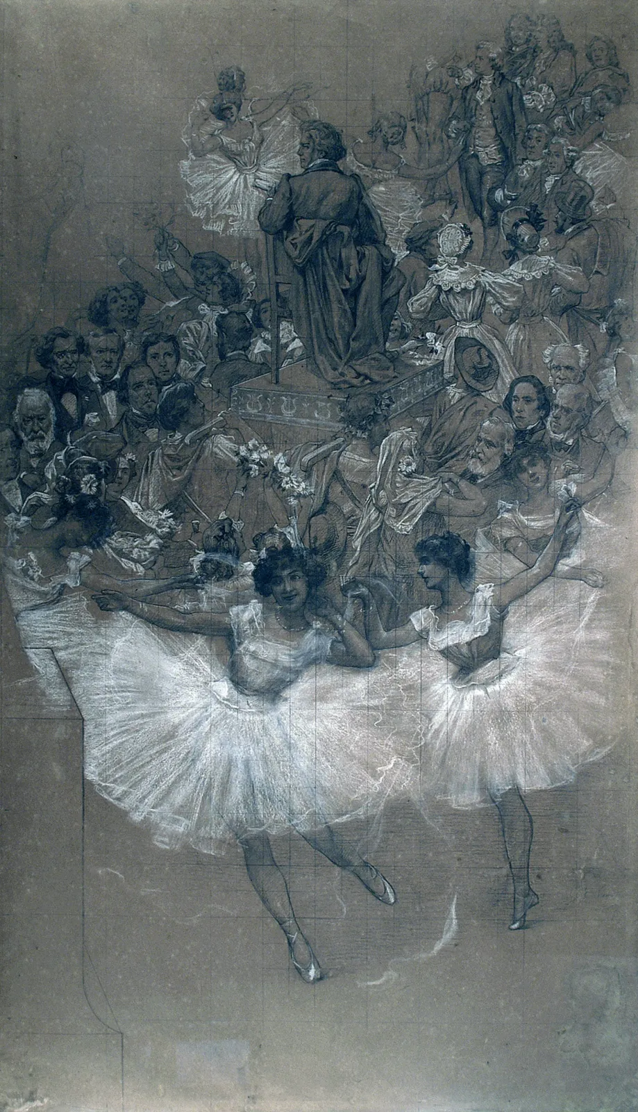 Danseuses et Beethoven - Carton de report pour le rideau de scène du Théâtre municipal de Rio de Janeiro, Eliseu Visconti