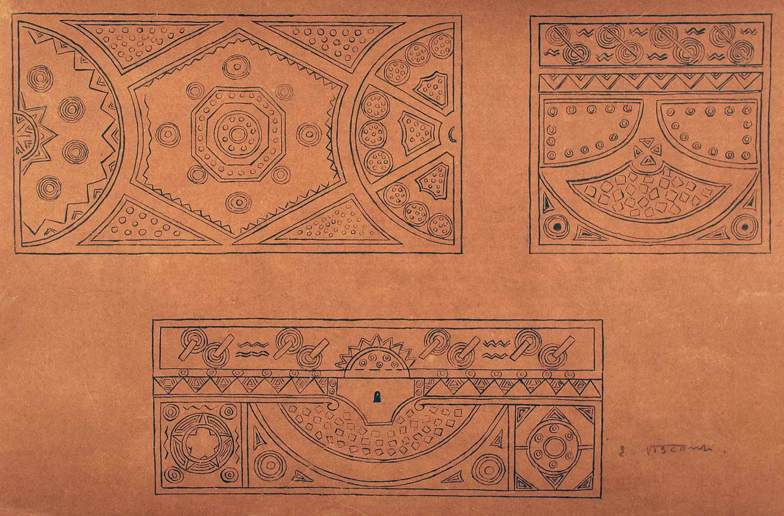 Composition géométrique - Étude pour un coffre, Eliseu Visconti