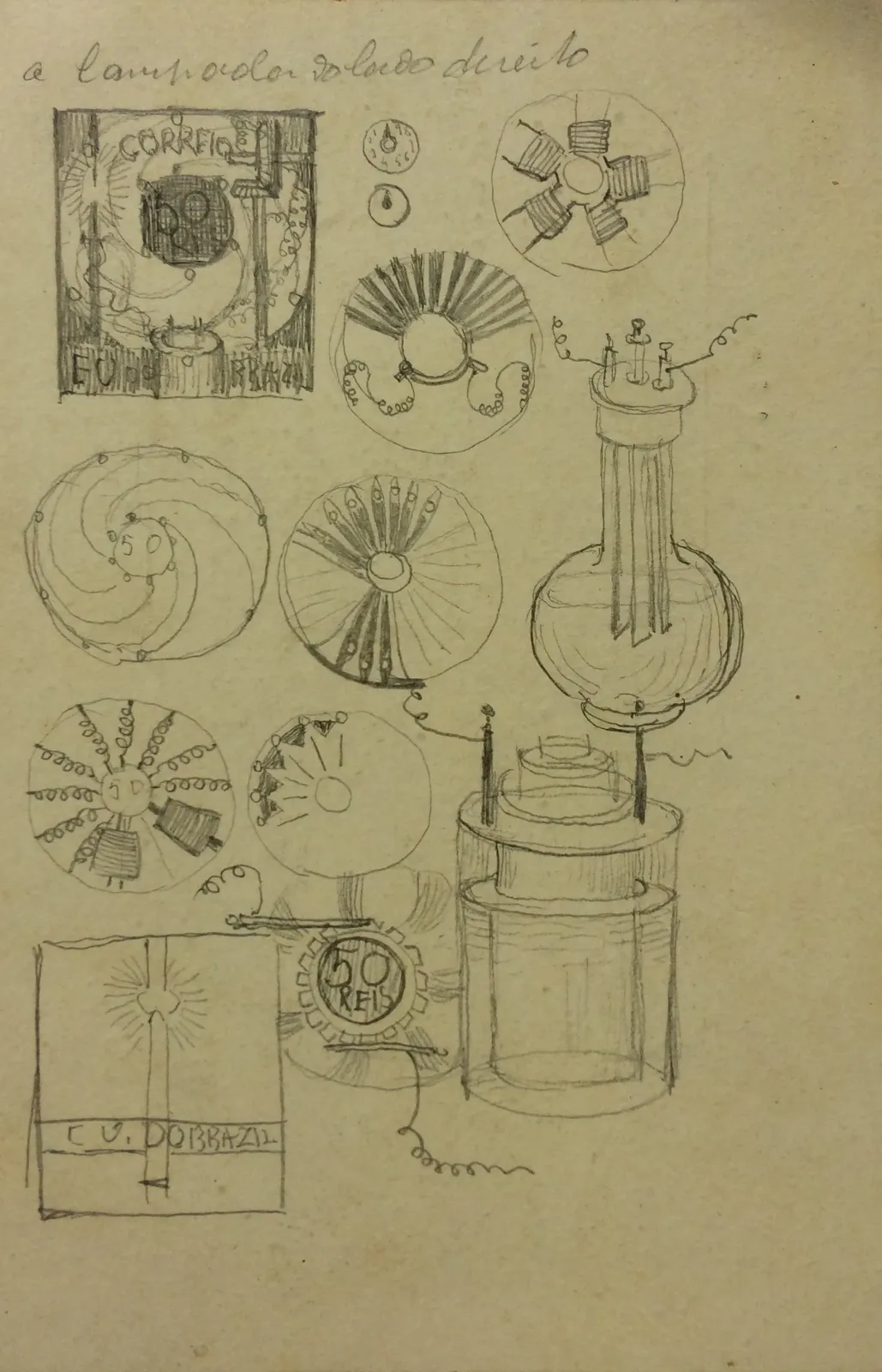 Étude préliminaire pour le timbre « L'Électricité », Eliseu Visconti