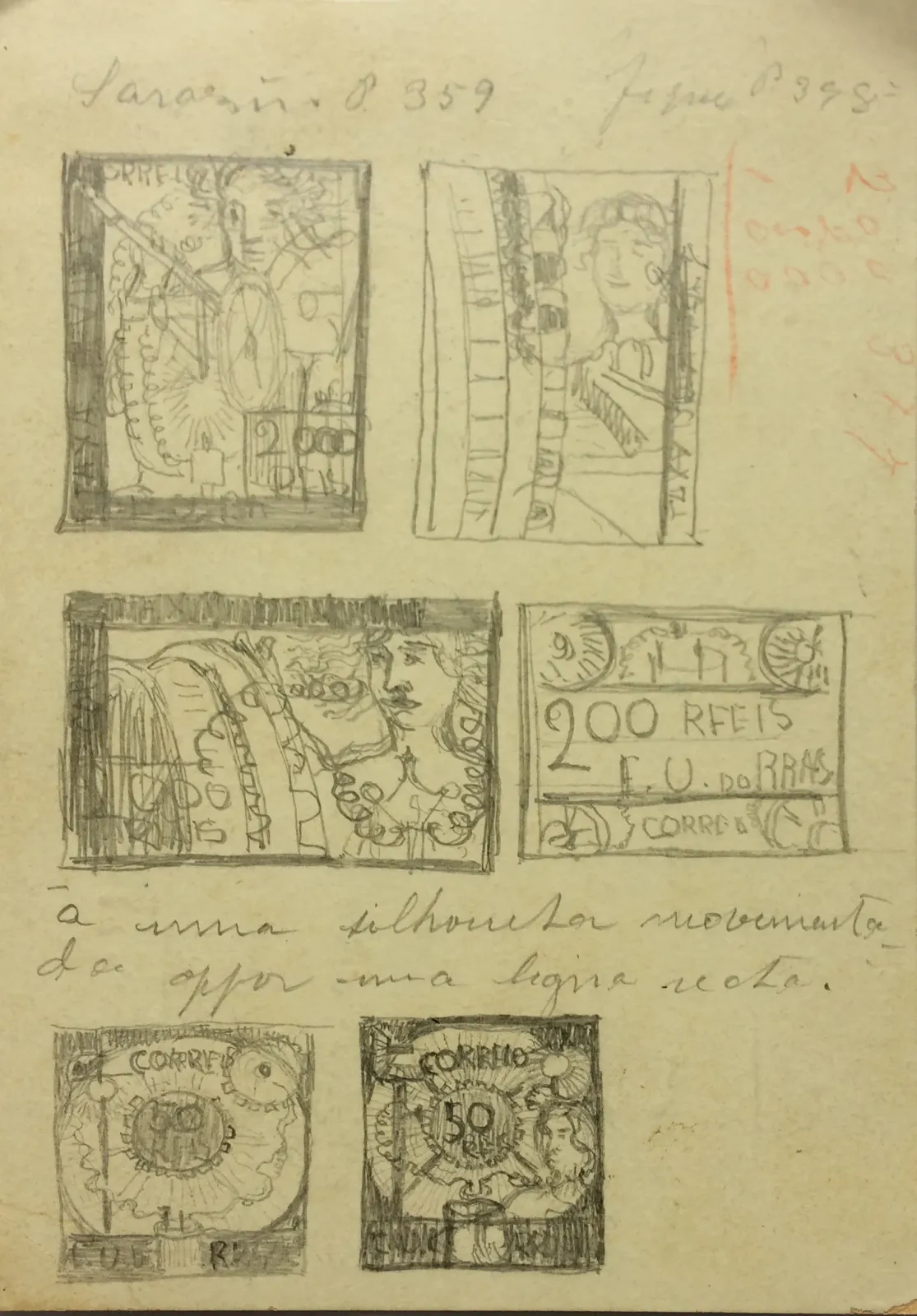 Étude préliminaire pour le timbre « L'Électricité », Eliseu Visconti