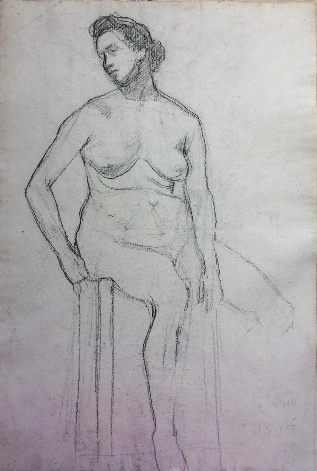 Nu féminin assis - verso de l'œuvre D338, Eliseu Visconti