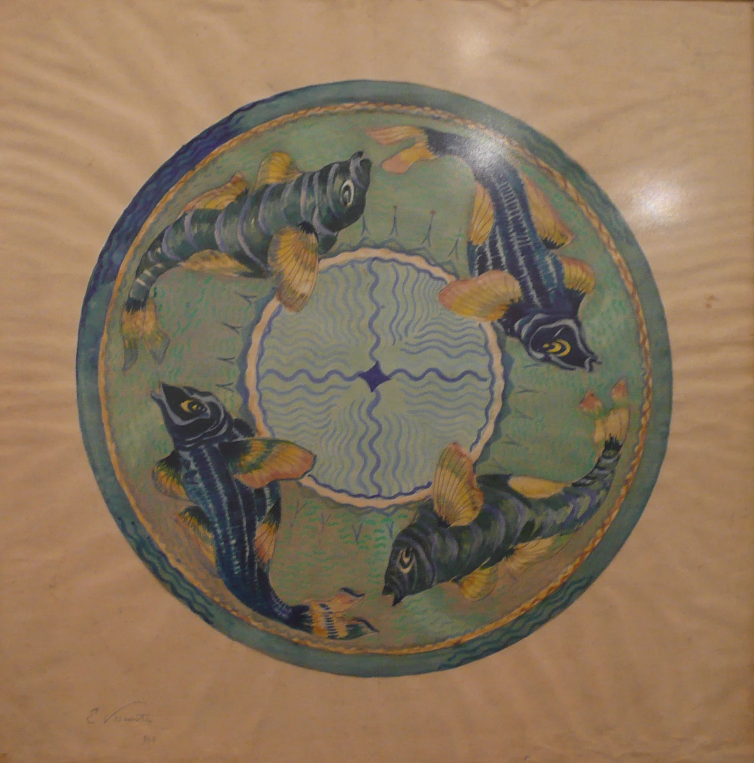 Poissons - Étude pour une assiette en céramique, Eliseu Visconti