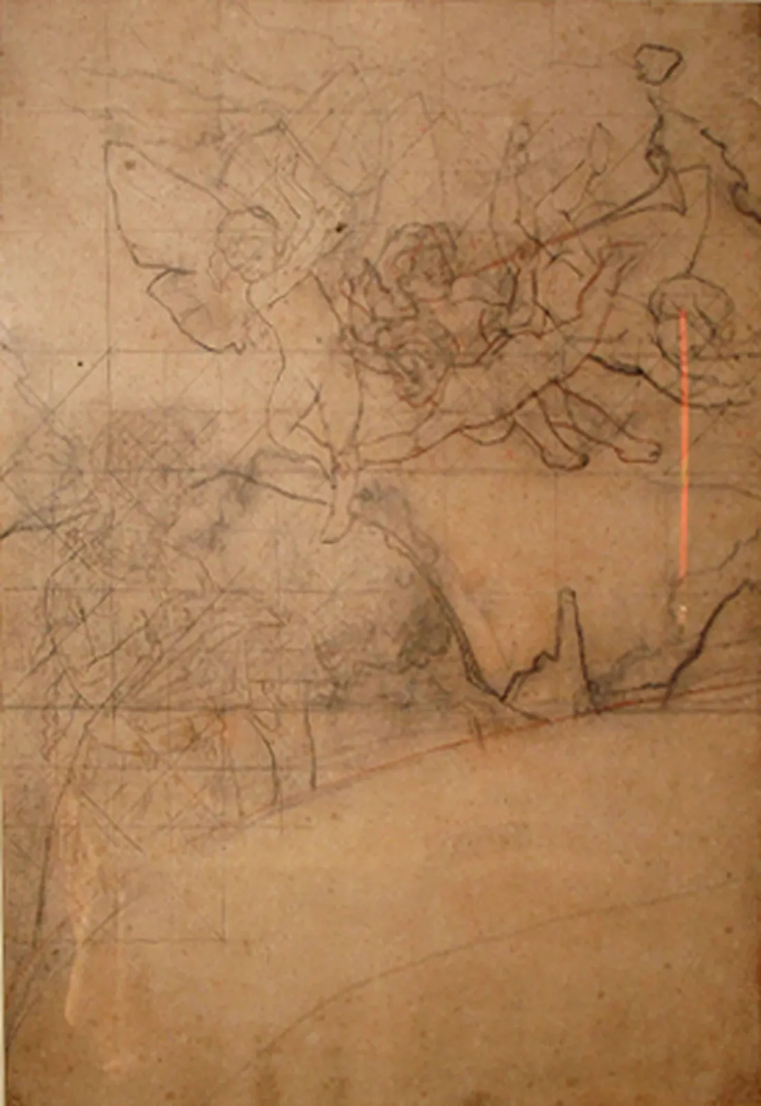 Chérubins - Carton de report pour la première frise au-dessus de l'avant-scène du Théâtre municipal de Rio de Janeiro, Eliseu Visconti