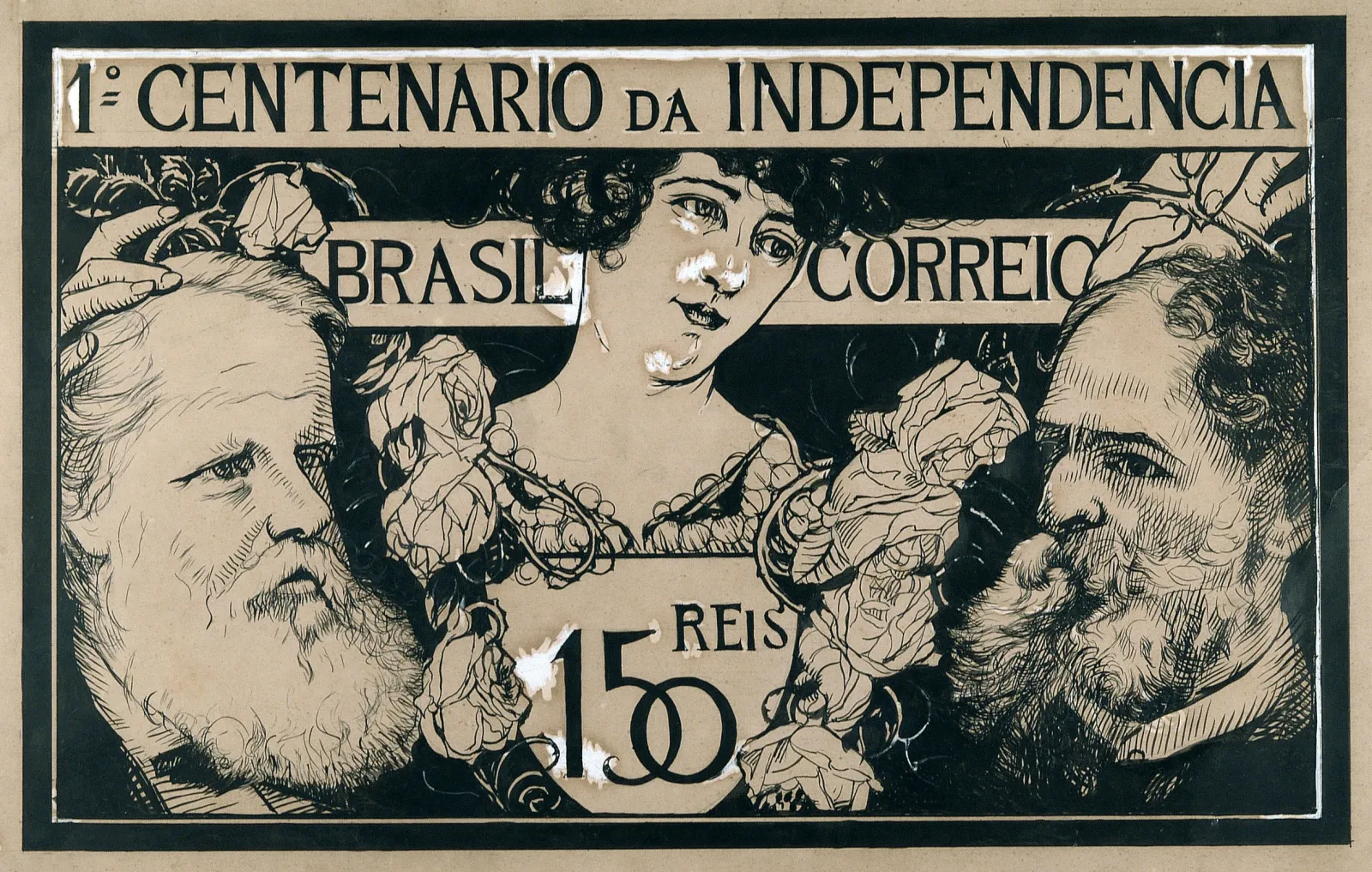 Timbre commémoratif du 1er centenaire de l'Indépendance - 150 réis - Étude pour un timbre, Eliseu Visconti