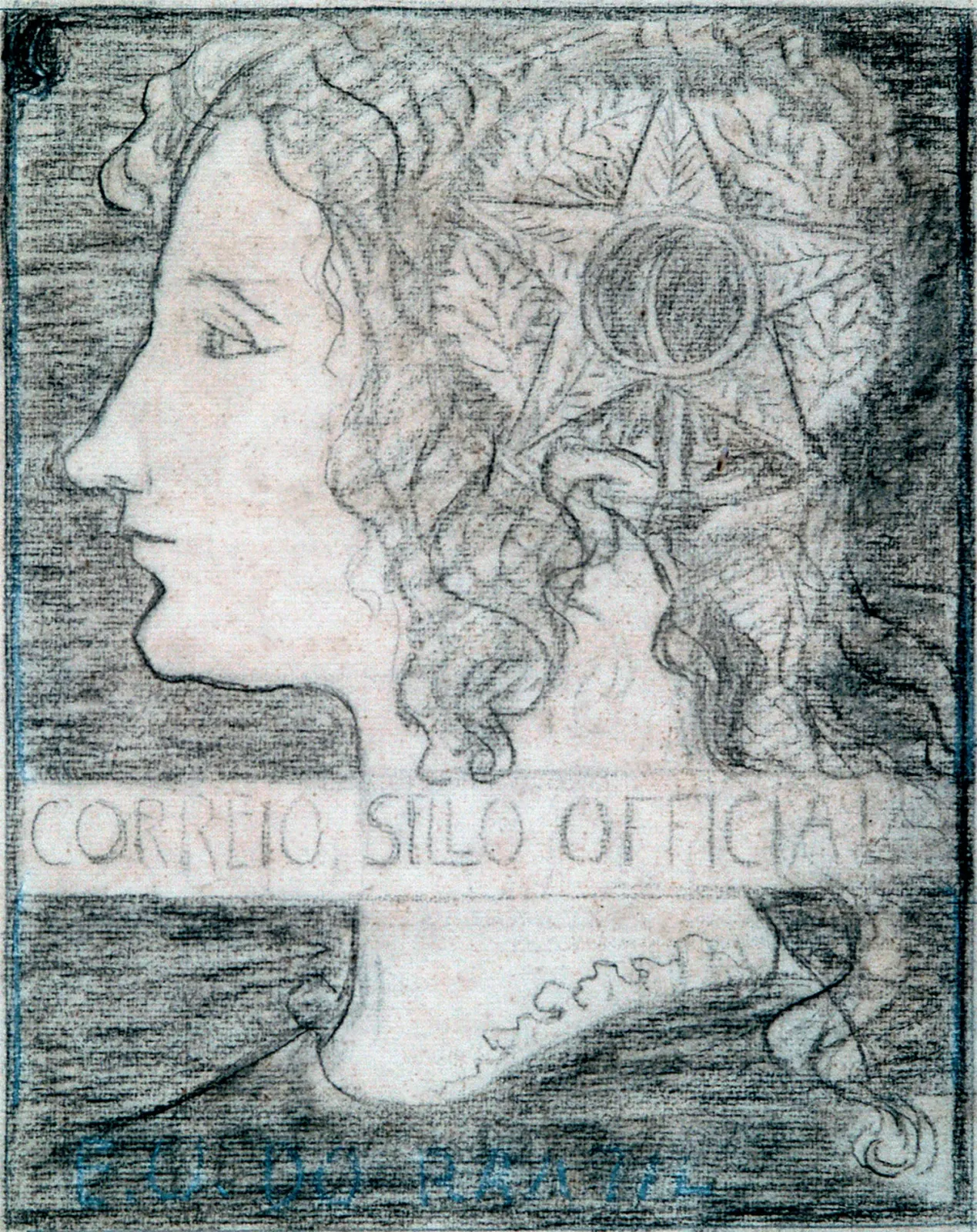 Timbre officiel « L'Union » - Étude pour un timbre de la série lauréate du concours des Postes de 1904, Eliseu Visconti