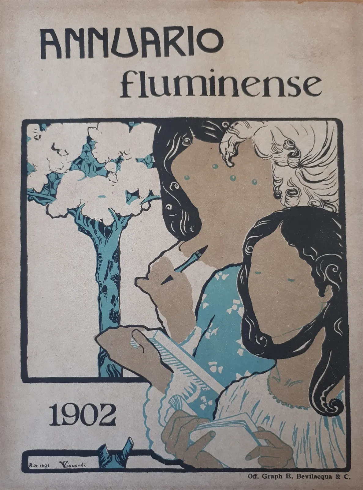 Trois figures féminines - Épreuve 2 pour la couverture de l'Annuário Fluminense 1902, Eliseu Visconti