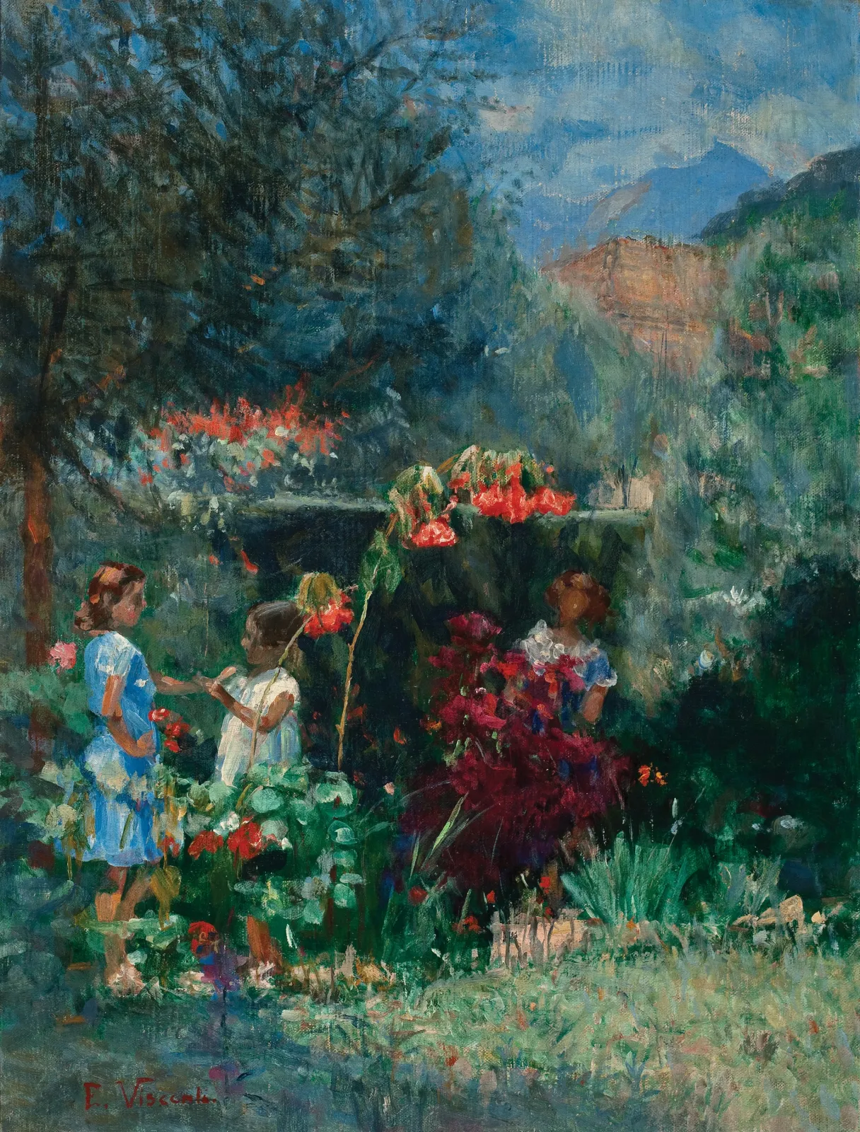 Trois fillettes au jardin, Eliseu Visconti