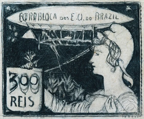 L'Aéronautique - Étude pour un timbre de la série lauréate du concours des Postes de 1904